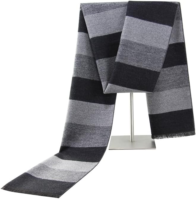 define essentials Men's Winter Warm Long Soft Plaid Scarf with Tassels, Soft Classic mens scraves - Image 1
